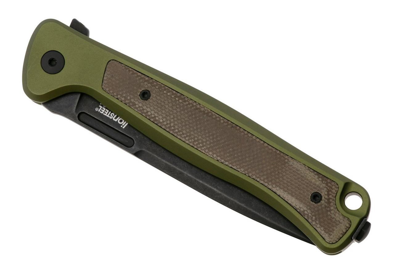 LionSteel Skinny Solid SK01A GB Green Aluminium Green Canvas Micarta inlay, Blackwashed zakmes, Molletta design