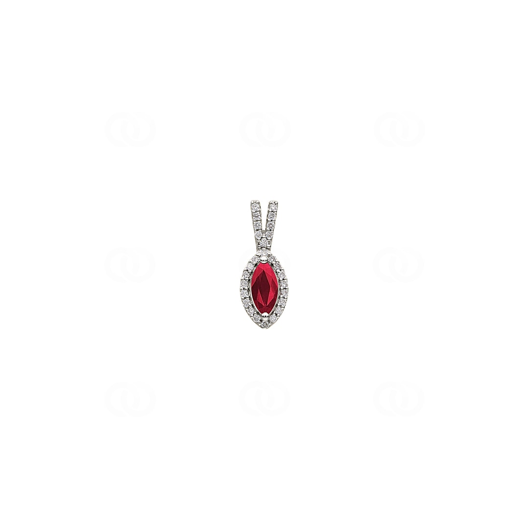 Anhänger 750/18 K Weissgold mit Rubin & Diamanten 0.11 ct H/si