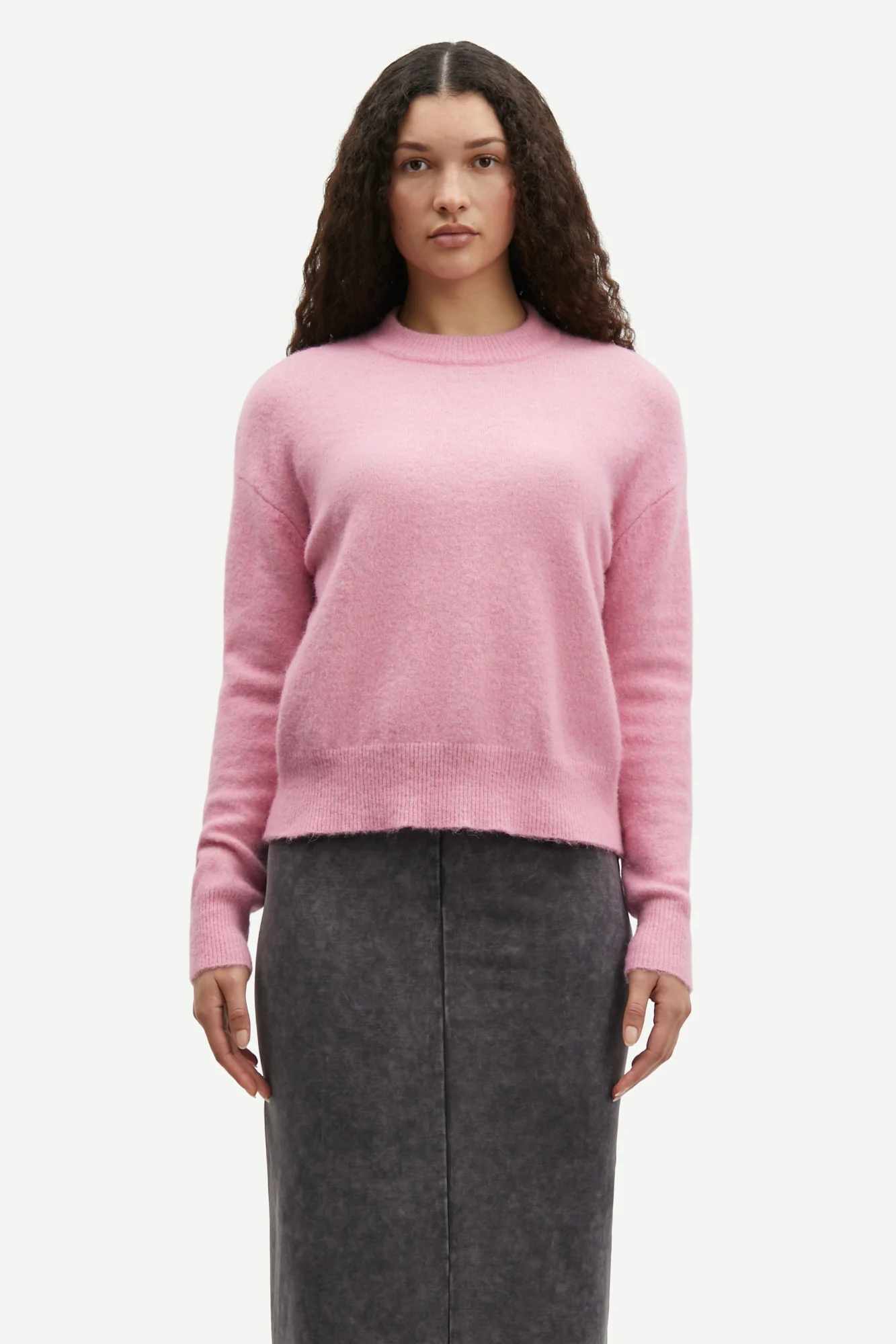 Samsøe Samsøe  Anour O-Neck uldstriktrøje - Orchid Smoke