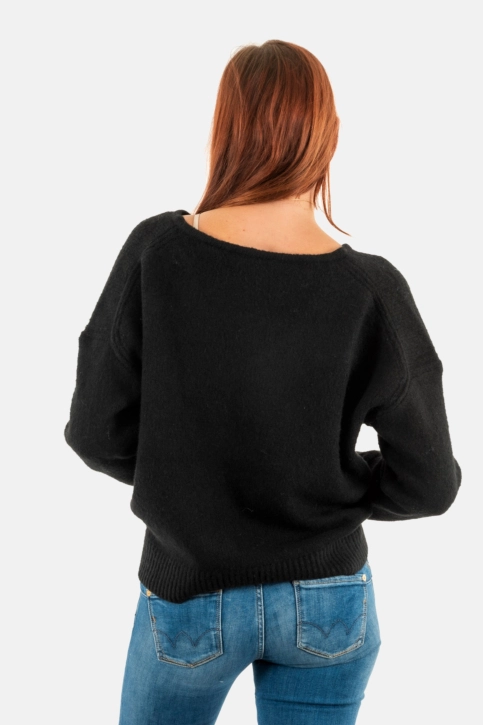 Pull hiver superdry oversized v neck 02a black