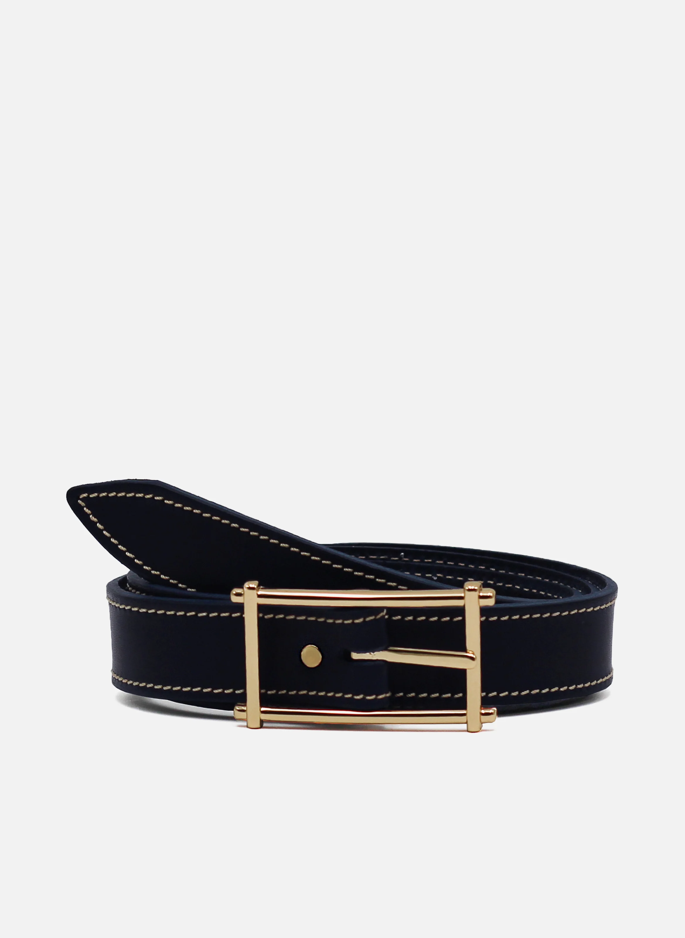 Ceinture vintage cuir daim cuir lisse | Bleu