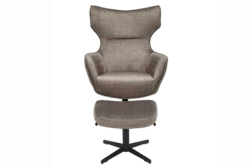 Design Hocker VOGUE 45cm taupe Samt drehbar schwarze Metallbeine Fußhocker