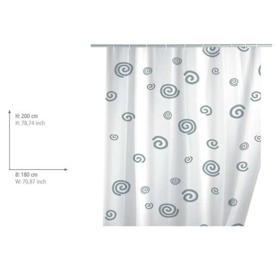 Wenko douchegordijn 180x200cm slak inclusief ringen
