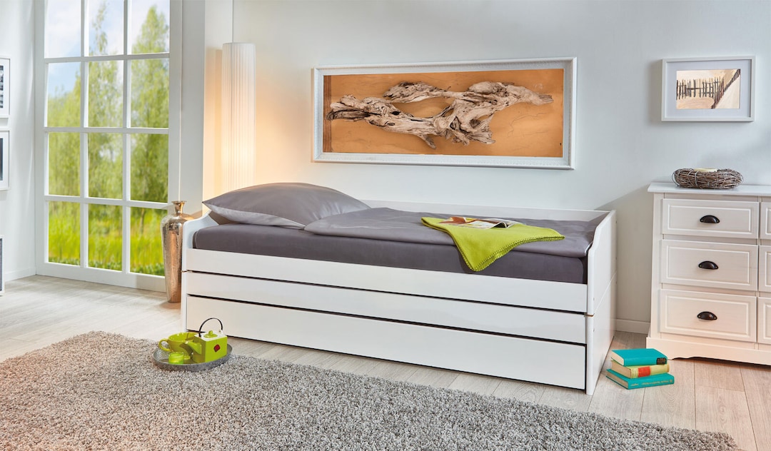 Stauraum-/Funktionsbett JANNES 90 x 200 cm weiß