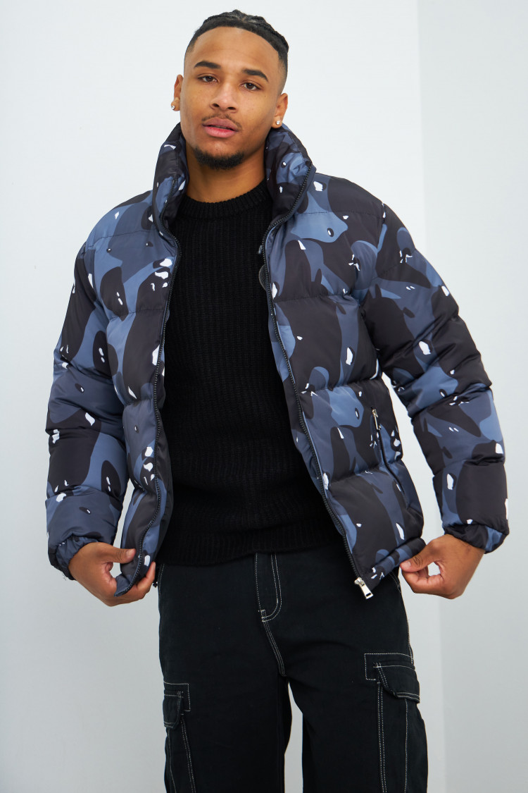Doudoune noir et gris camouflage