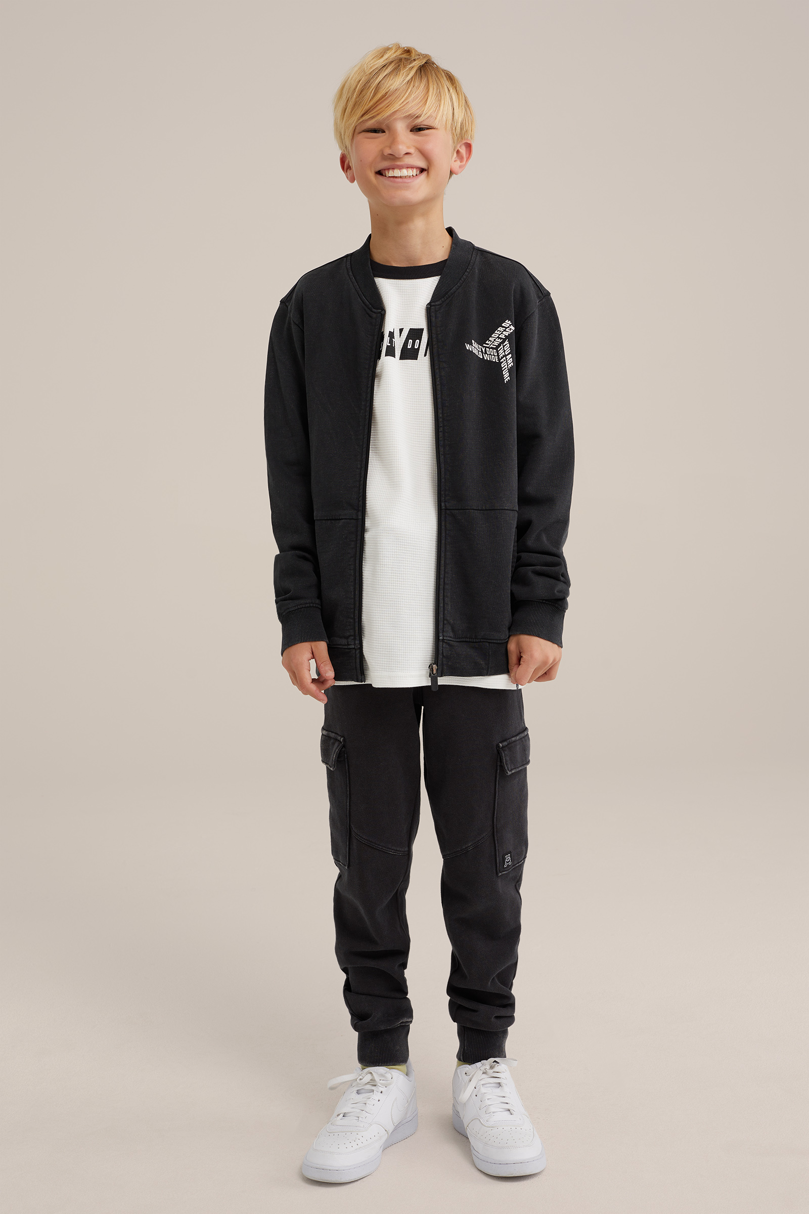 Jongens acid wash joggingbroek Salty Dog Donkergrijs
