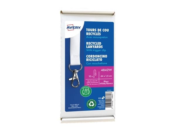 Avery 4842W, Merkeholder, Metall, Polyetylentereftalat (PET), Hvit, 15 mm, 440 mm, 10 stykker