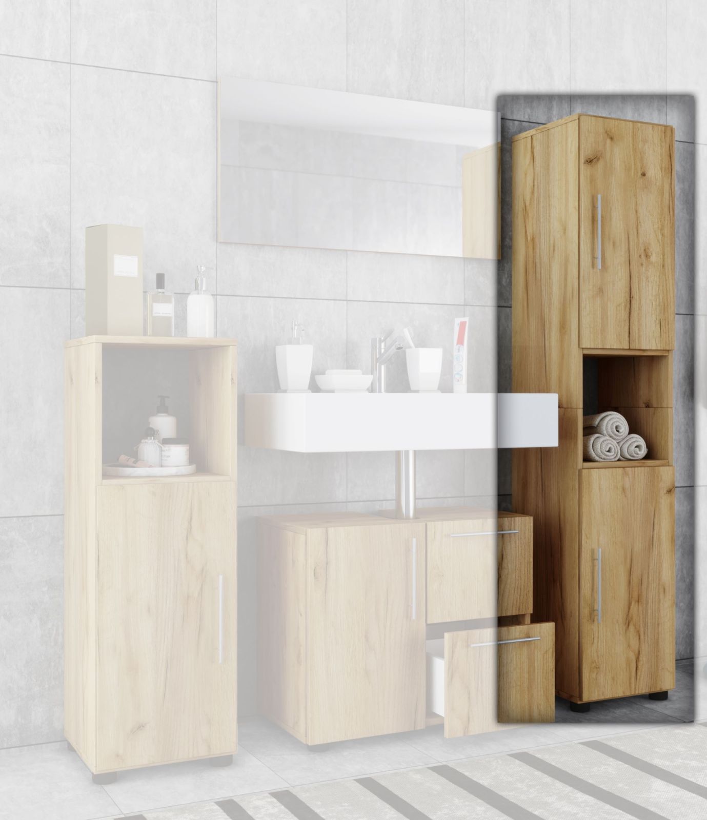 Hochschrank FLANDU - Honig Eiche - 160 cm