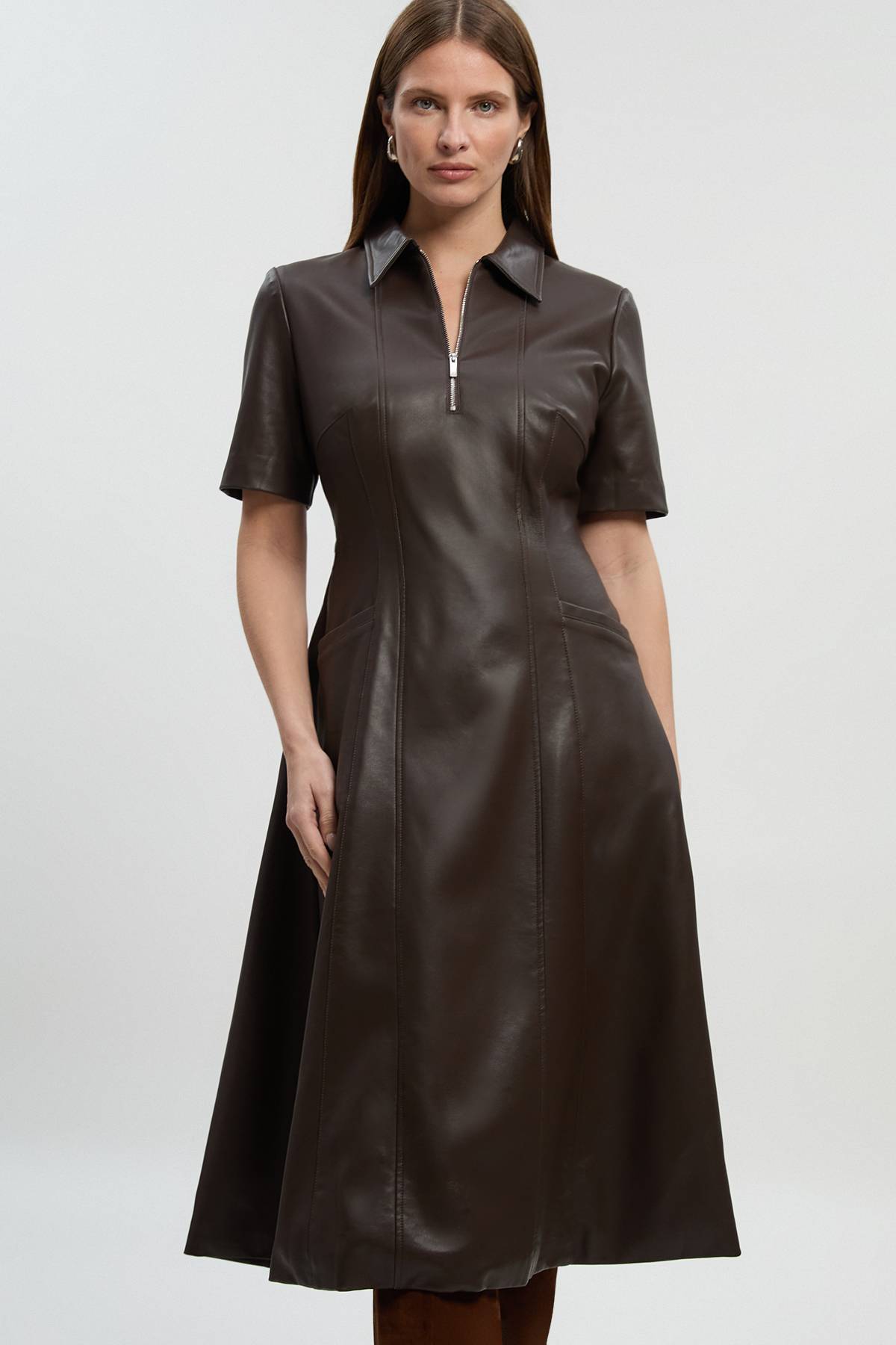 KarenMillen Robe Chemise Midi à Col en synthétique