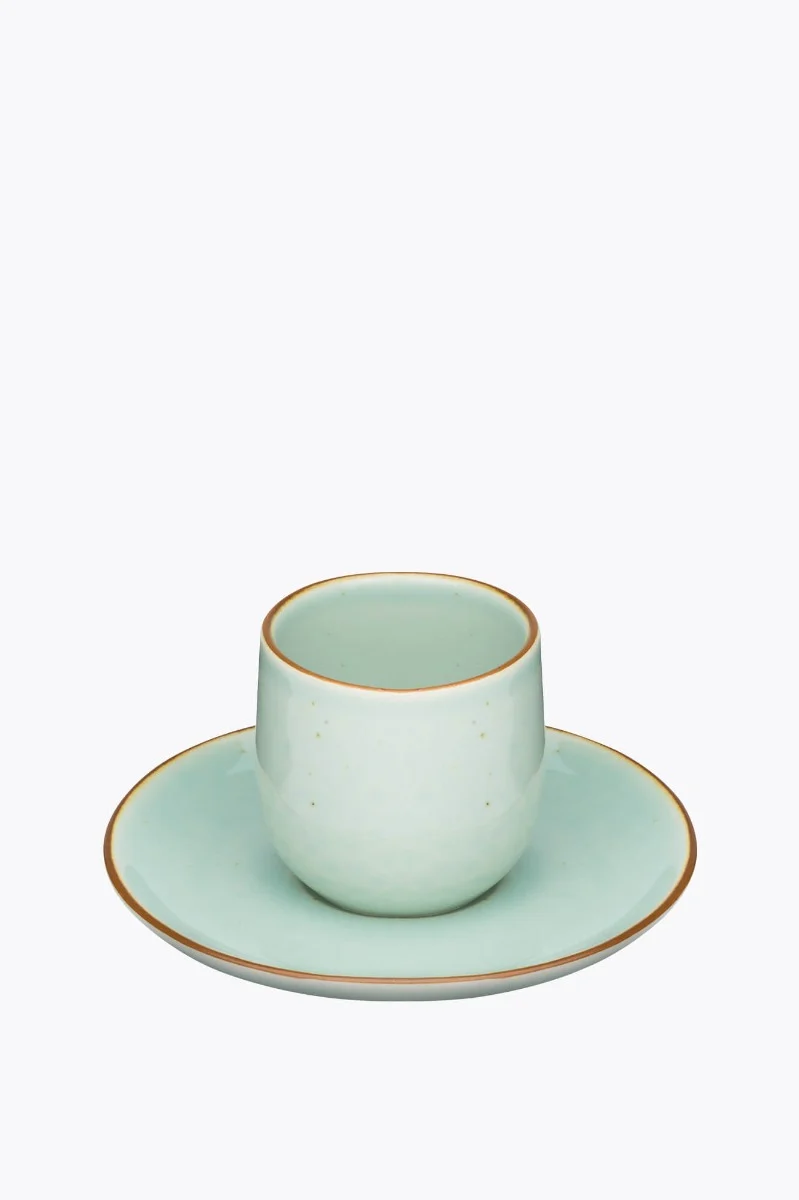Molde Mandala Shiny Splashes Espressobecher mit Untertasse Türkis mit Rand