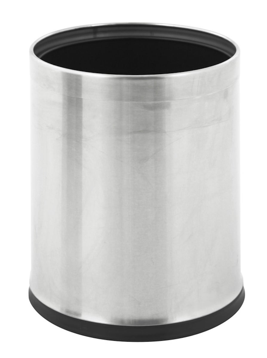 PROREGAL Elegante dubbelwandige afvalbak van roestvrij staal 10 liter HxØ 27,5 x 22,5 cm Mat roestvrij staal