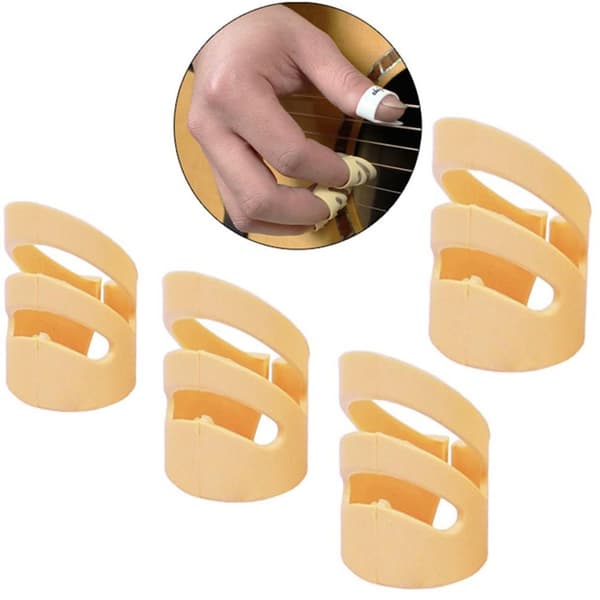 Gitarfingerbeskytter fingerdeksler silikon 5-delt Beige