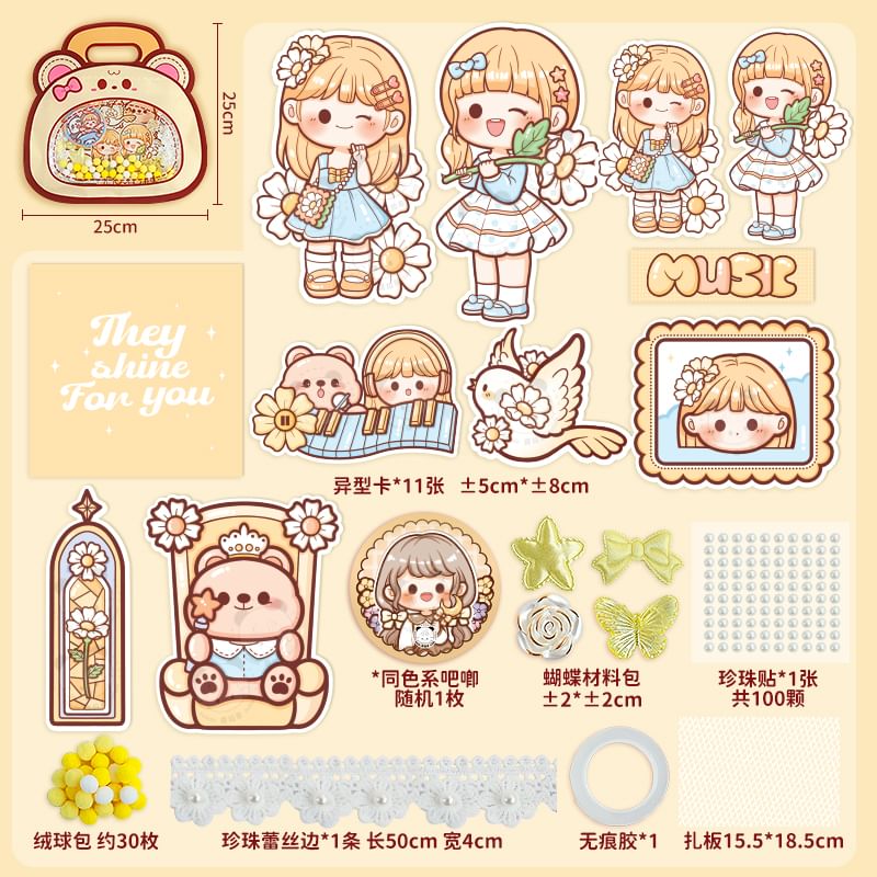 Milena - Cartoon Badge DIY Kit / Sticker / Tas / Set (Verschillende ontwerpen)