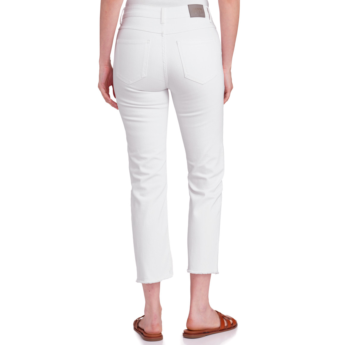 Gina Damen Straight-Jeans mit Nieten-Besatz weiss