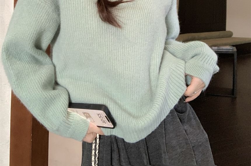 Trendycas - V-hals effen geribbelde oversized trui