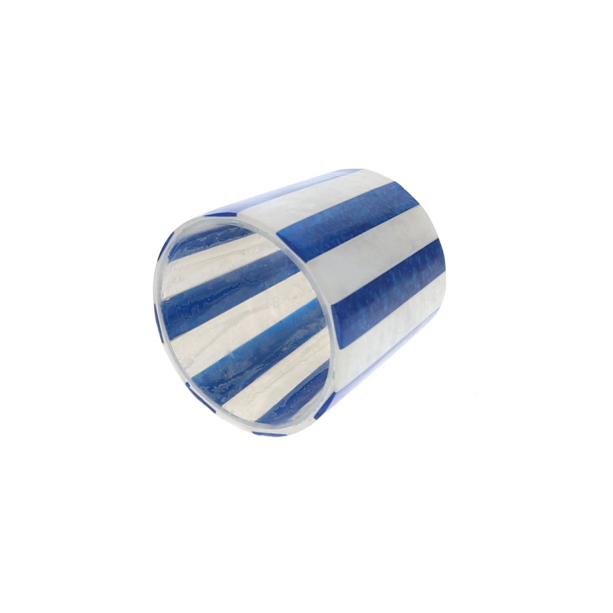 Photophore pour bougie rayé bleu Pondie Chérie