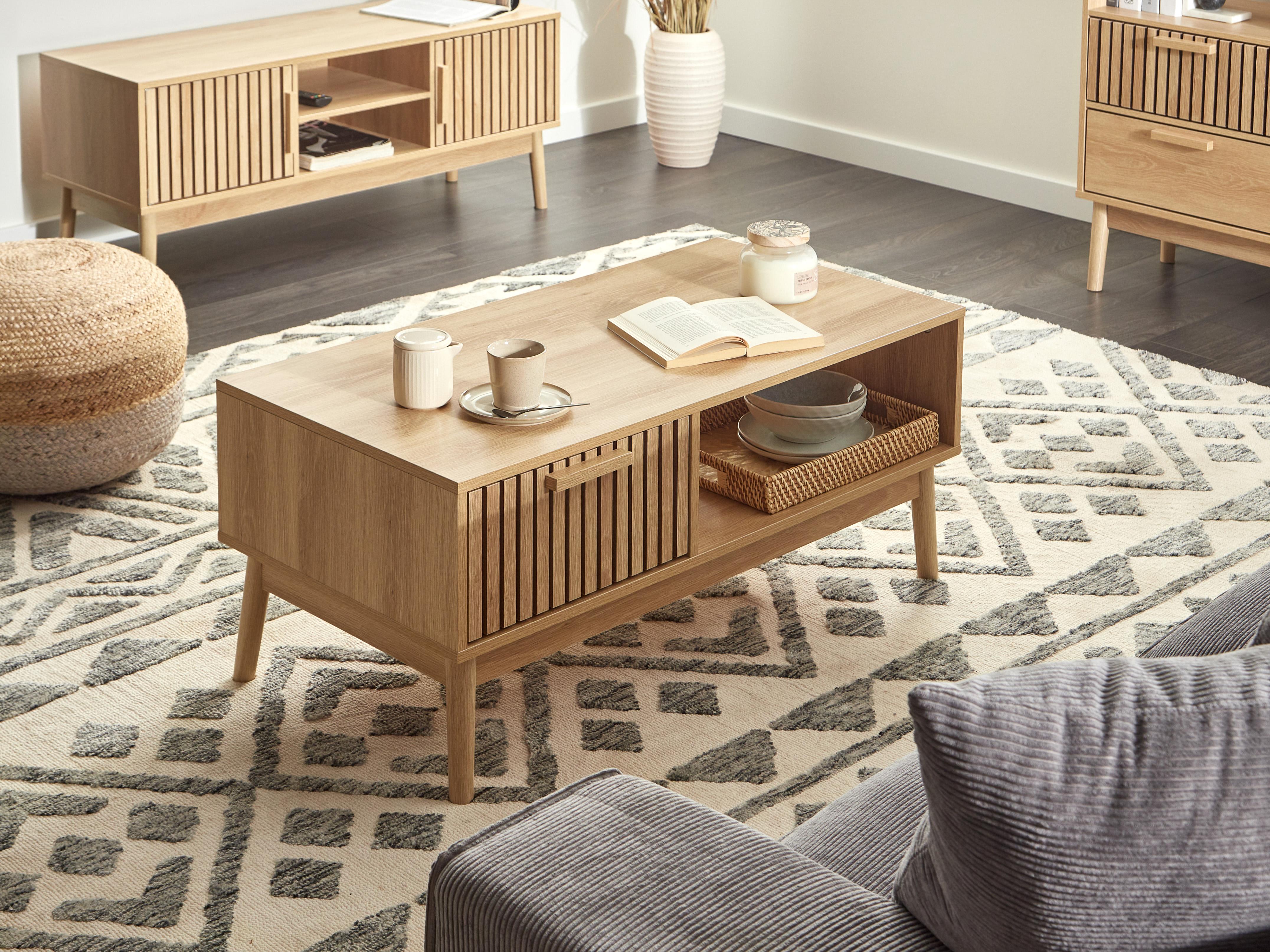 Salontafel LYNWOOD Lichtbruin met opbergruimte