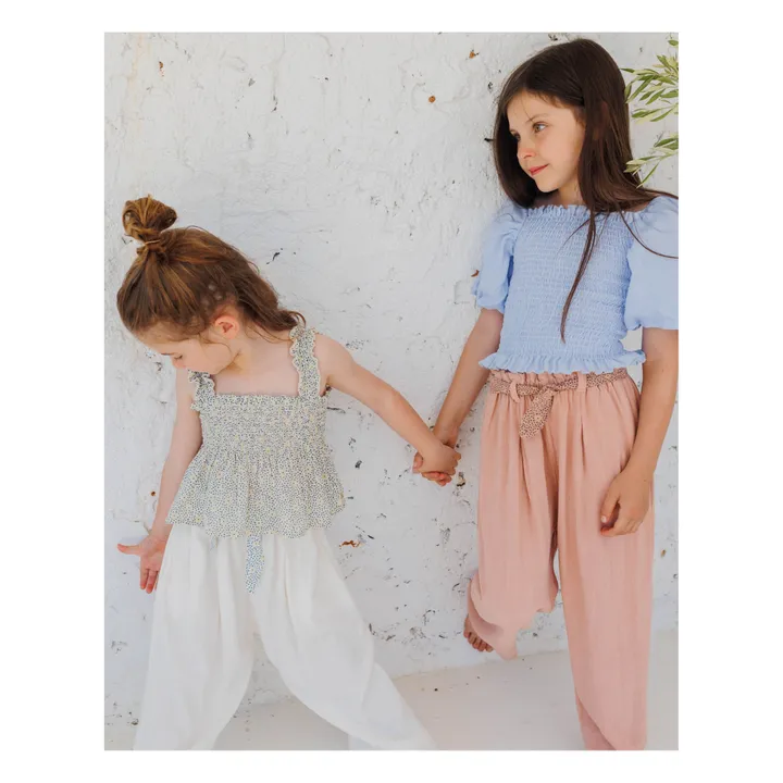 Búho Top Fleuri Voile de Coton | Ecru