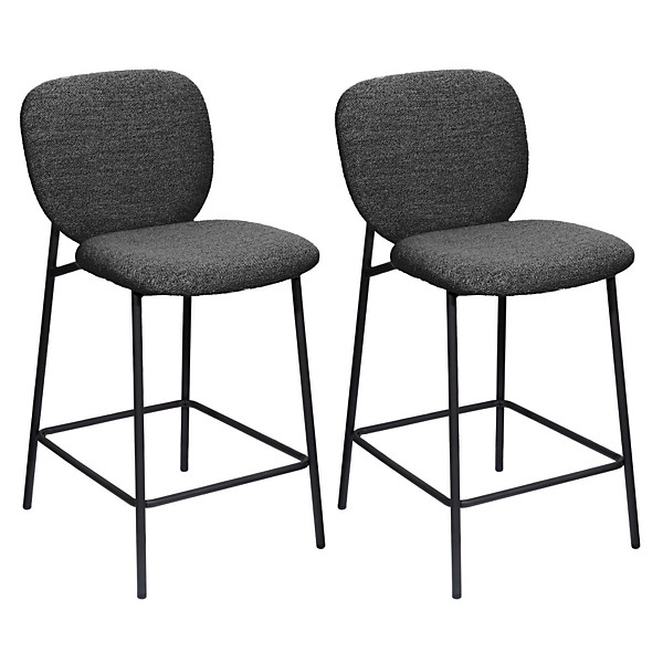 Tabourets hauts Twist pied noir assise anthracite (lot de 2)