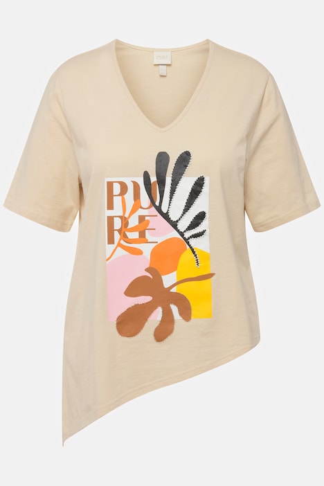 T-Shirt, Zipfelsaum, V-Ausschnitt, Halbarm, Biobaumwolle