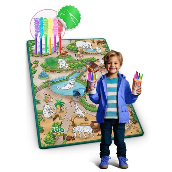 Fargerik og fleksibel tegnematte 120 x 90 x 0,3 cm Ricokids RK-344