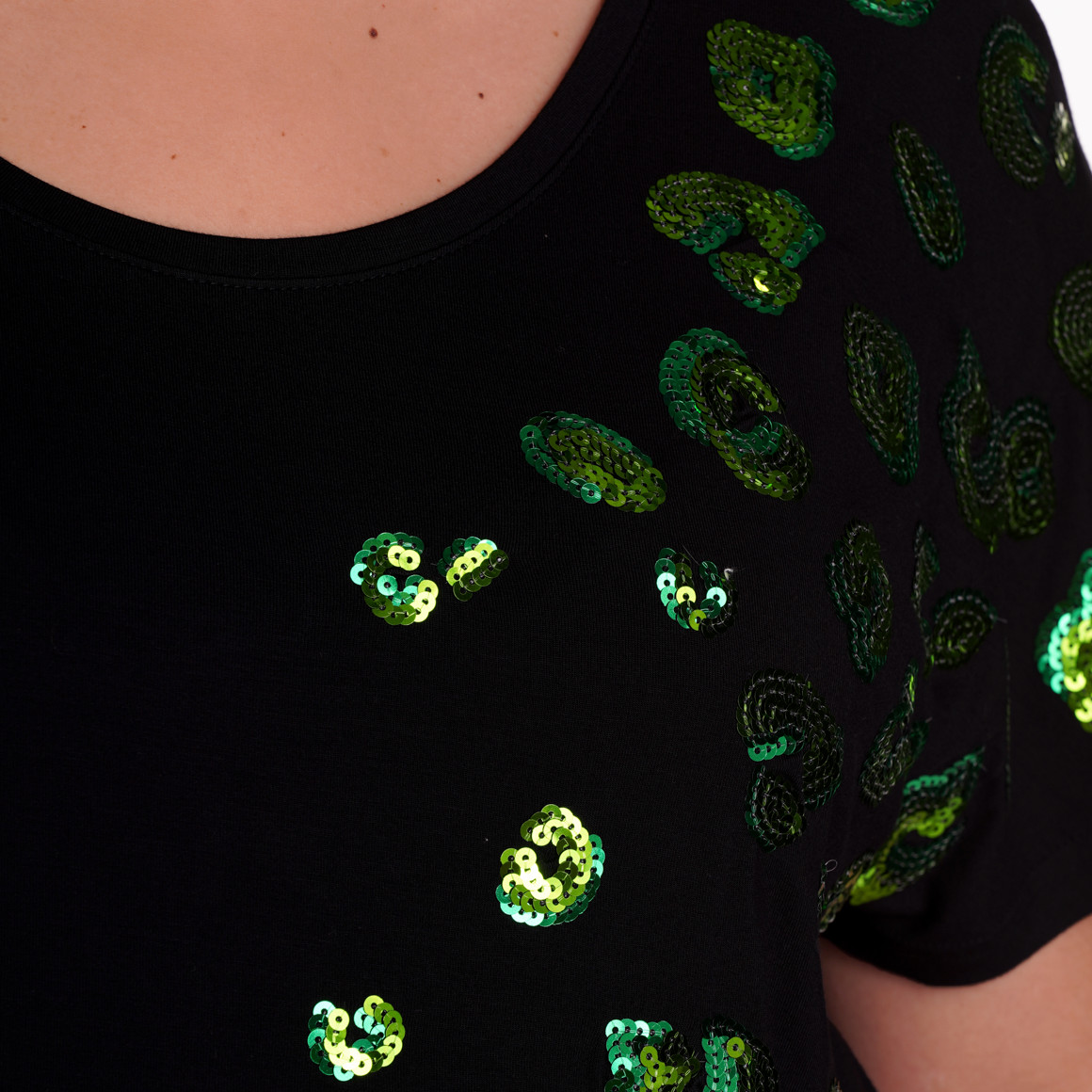 Gina Benotti Damen T-Shirt mit Pailletten schwarz