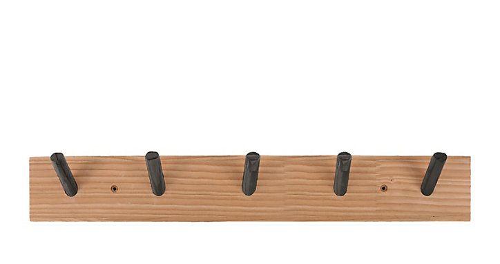 Porte-manteau à fixer 5 têtes bois et noir