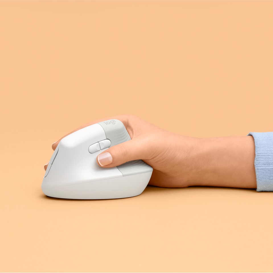Logitech - Lift for Mac Vertical Ergonomic Mouse - OFF-WHITE
