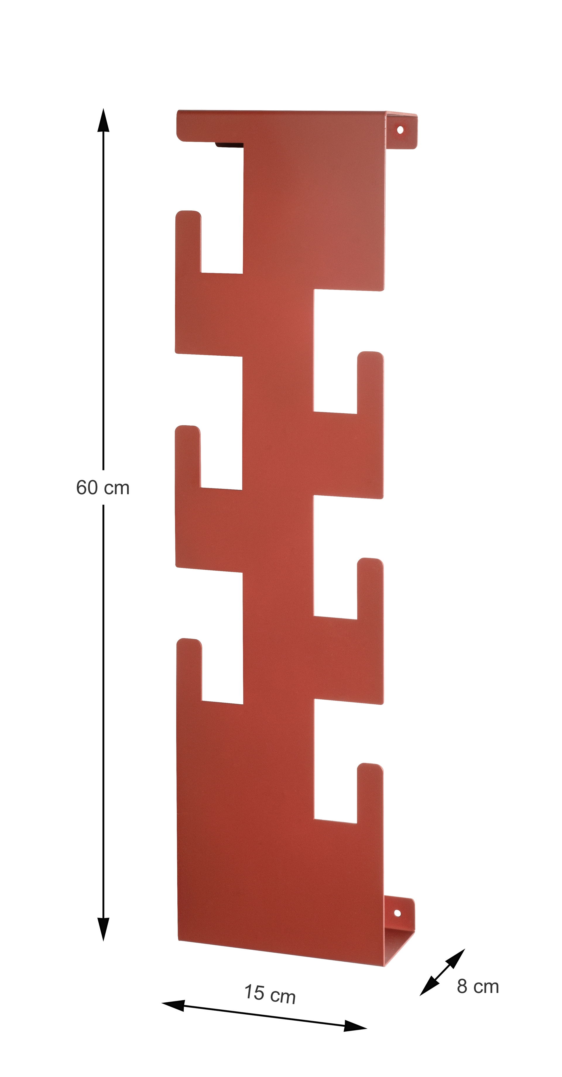 Wandgarderobe 15 x 60 cm rot