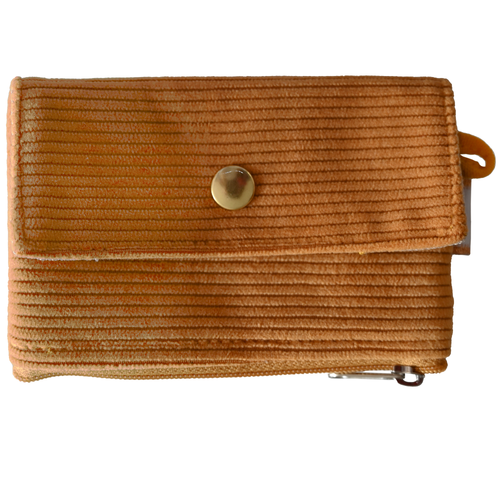 Mini Pochette Porte-Monnaie Velours Côtelé Moutarde