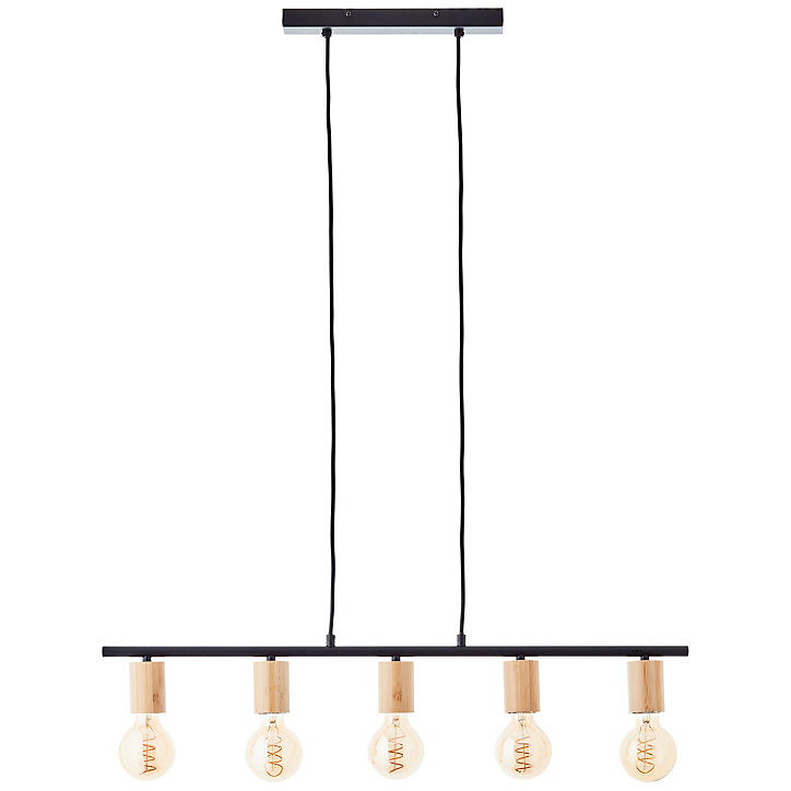 Suspension lumineuse Kerry variable E27 A60 40W IP20 bambou noir mat Brillant