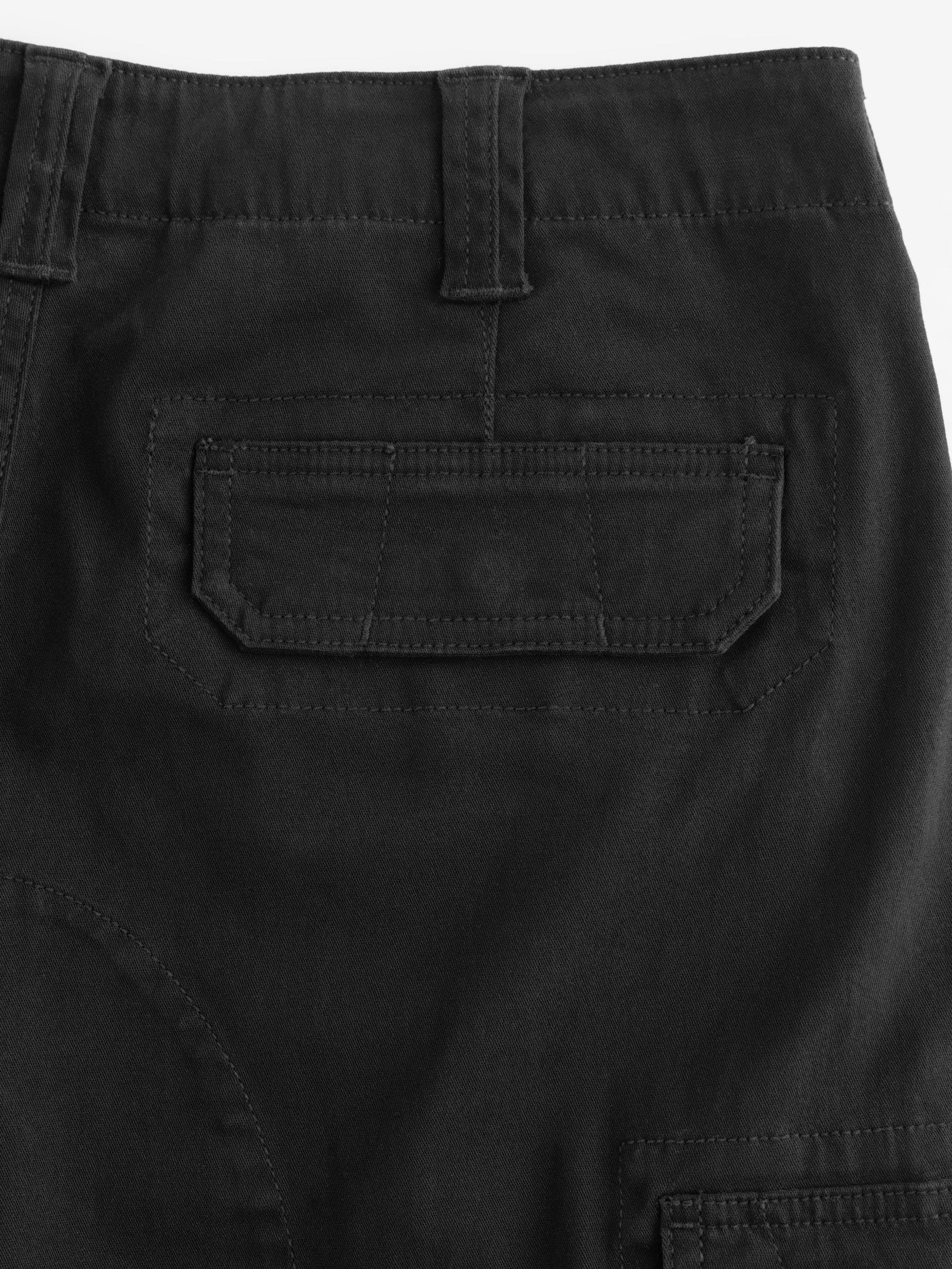 Zwart - Straight fit - Katoenen cargostretchbroek