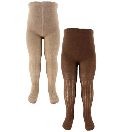 Minymo trømpebukser - Rib - 2-Pak - Hazel Brown