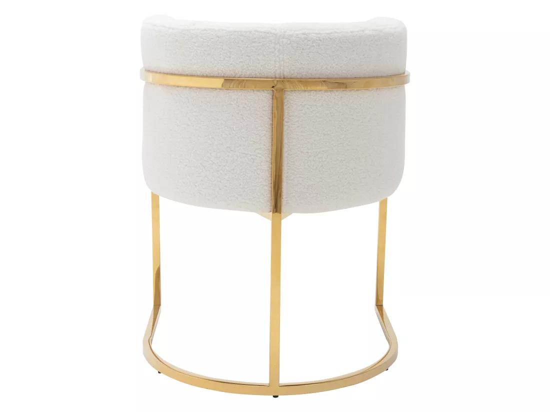 Chaise avec accoudoirs - Tissu bouclette et acier inoxydable - Blanc et doré - PERIA de Pascal MORABITO