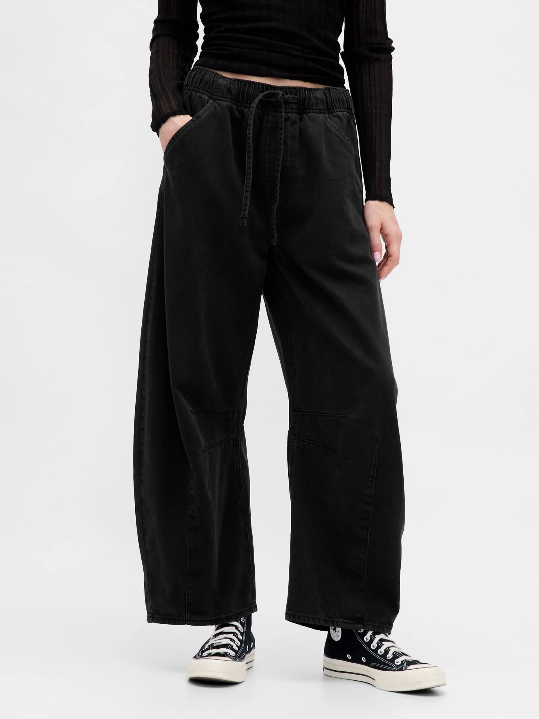 Zwart - Gap UltraSoft jeans met halfhoge taille en hoefijzervormige pijpen