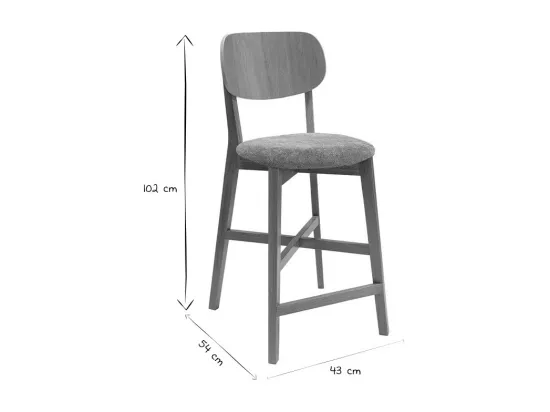 Tabouret de bar en bois clair chêne et tissu effet velours terracotta H65 cm LUCIA