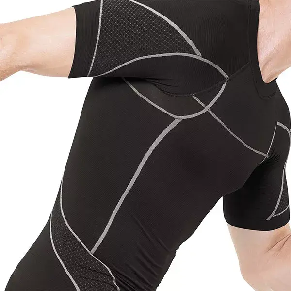Camiseta de compressão para corrida Cellutex masculina, cinza e preta, tamanho G/GG