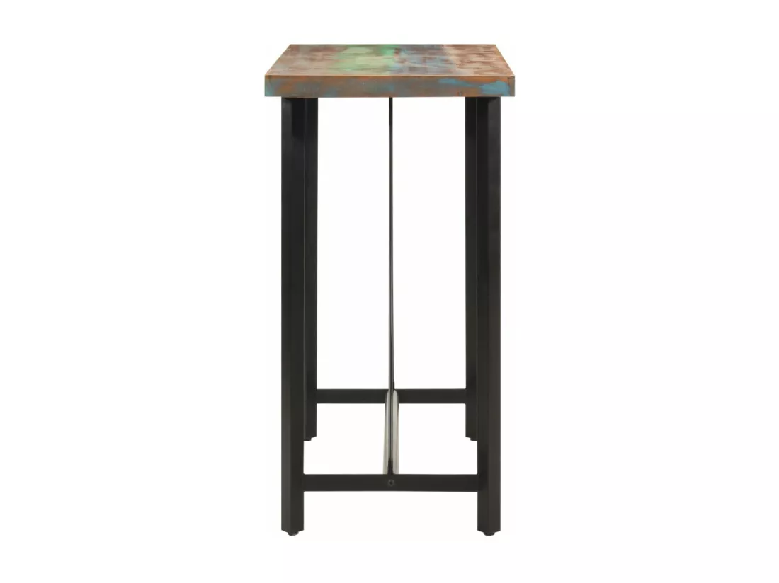 Table de bar 110x55x107 cm bois massif de récupération et fer