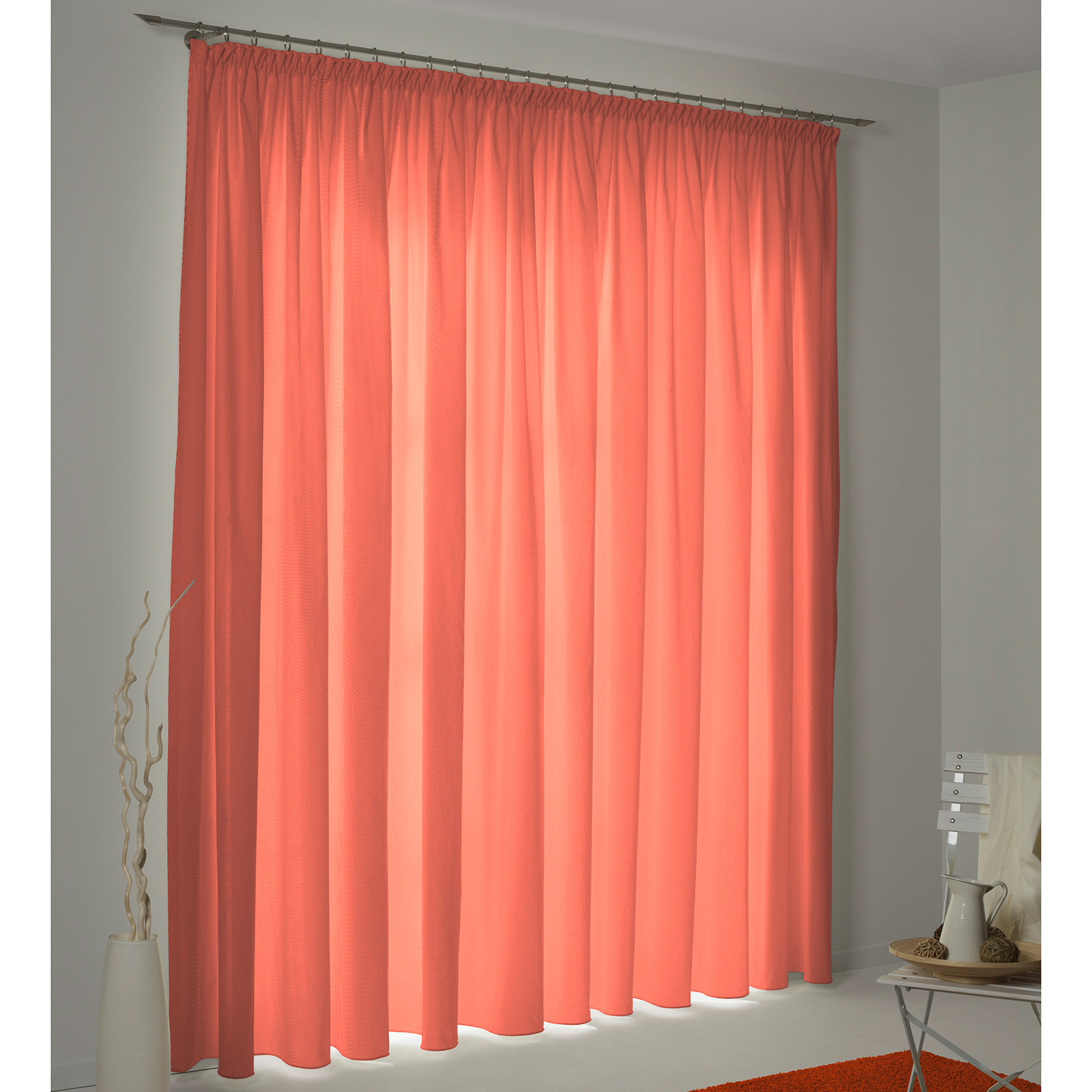 Einzelschal mit Kräuselband UNI COLLECTION LIGHT - orange - 145x145 cm