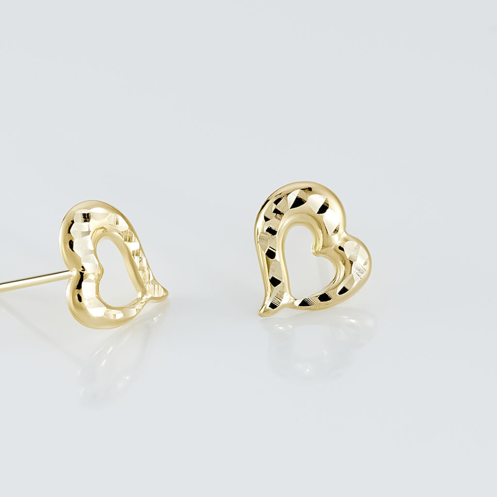 Boucles D'oreilles Puces Anne-maudae Coeurs Or Jaune