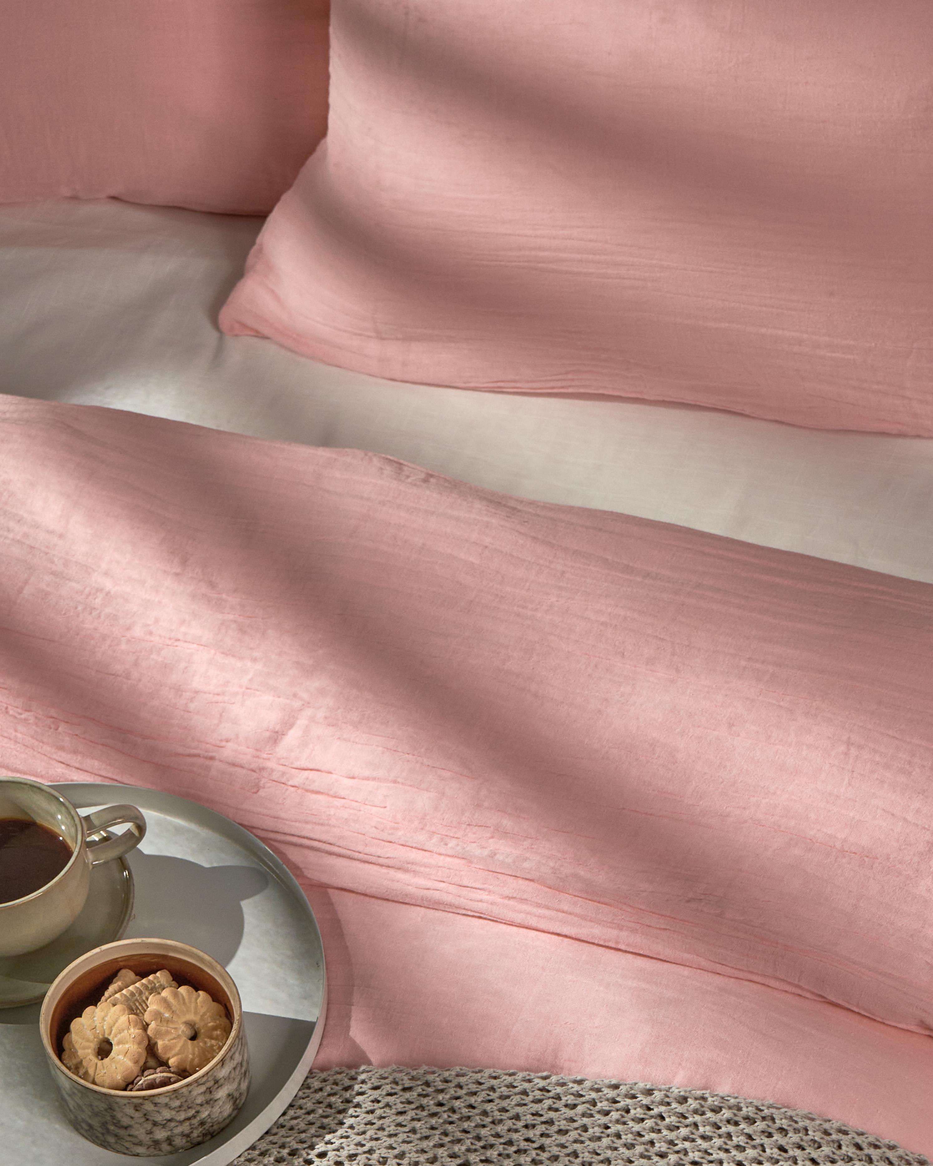 Dekbedovertrekset SUMNER Mousseline 220 x 240 cm Pastelroze