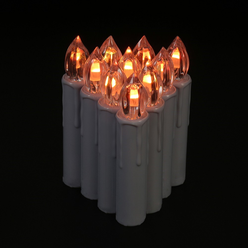 (10er Set) 10cm LED Weihnachtsbaum Kerzen Christbaum Beleuchtung inkl. Fernbedienung (Batteriebetrieben) - Warmweiss