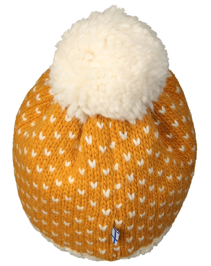 Strickmütze PEKONI mit Bommel in golden yellow/offwhite