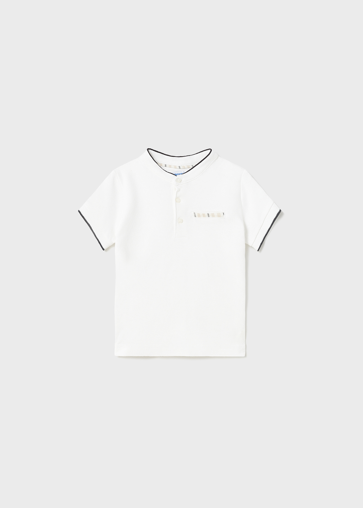 Camisa polo infantil de manga curta com gola mandarim