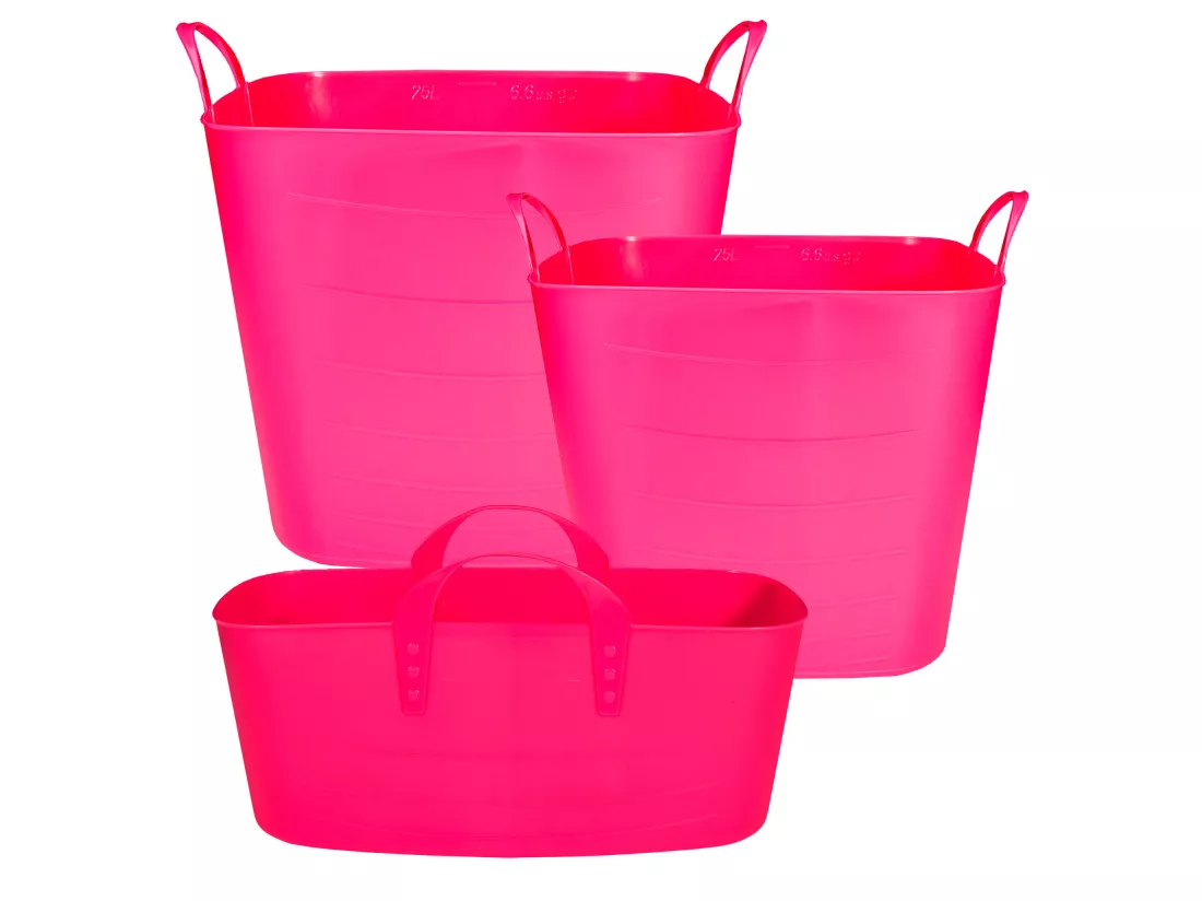 3x paniers à linge 10l + 25l + 40l rose