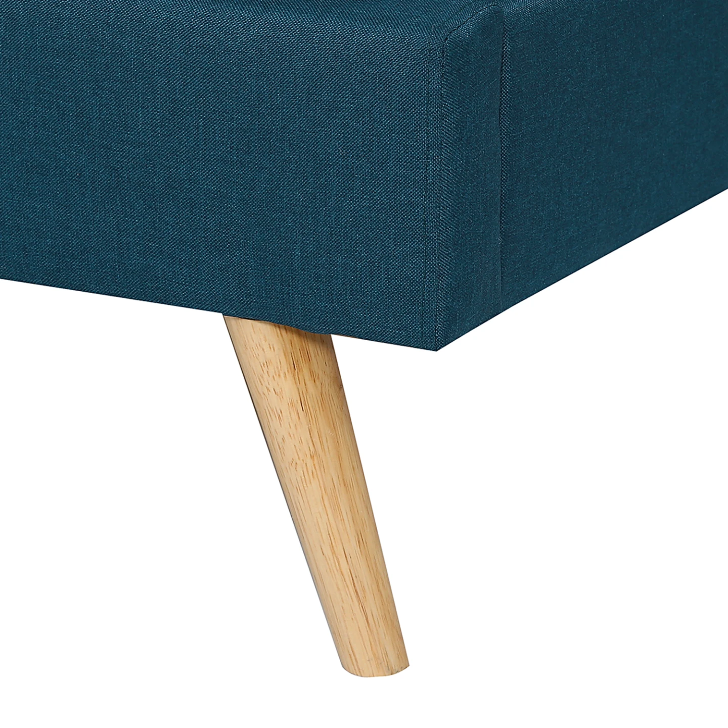 Lit double scandinave OSLO avec tête de lit et sommier 140 x 190 cm tissu bleu canard
