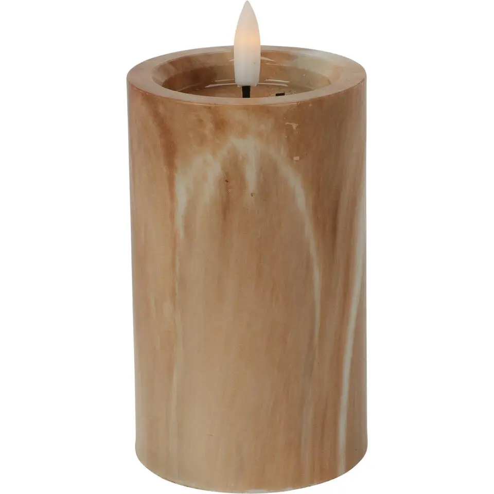 Home & Styling LED kaars - marmer bruin -D7,5 x H12,5 cm