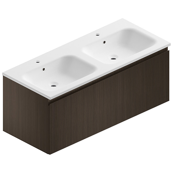 Meuble sous vasque finition noyer 120 cm Pura adapté pour 2 vasques