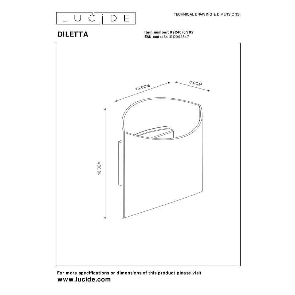 Lucide DILETTA Wandlamp - Mat Goud / Messing