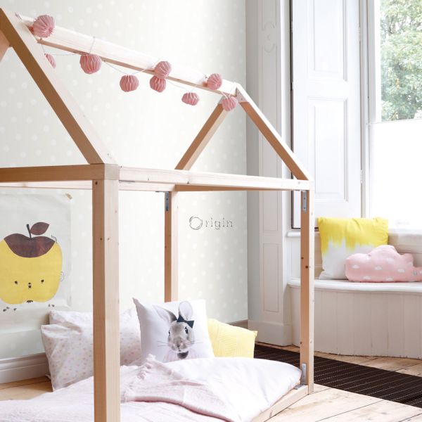 Estahome Stip Behang - 0,53 x 10,05 m - Mat Wit / Glanzend Zilvergrijs